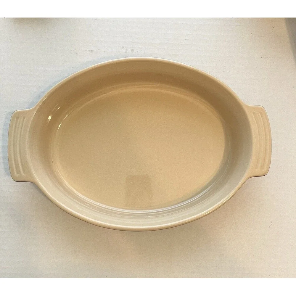 Le Creuset Poterie Oval 11” Espresso Looks Unused Enamel Stoneware Baker 28 cm